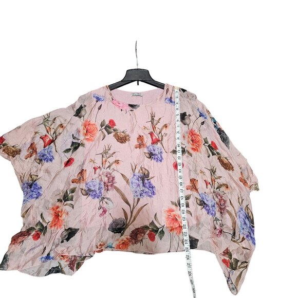 Floral Elena Baldi Poncho Top With Inner Lining Made In Italy Lightweight & Eleg - Picture 8 of 11